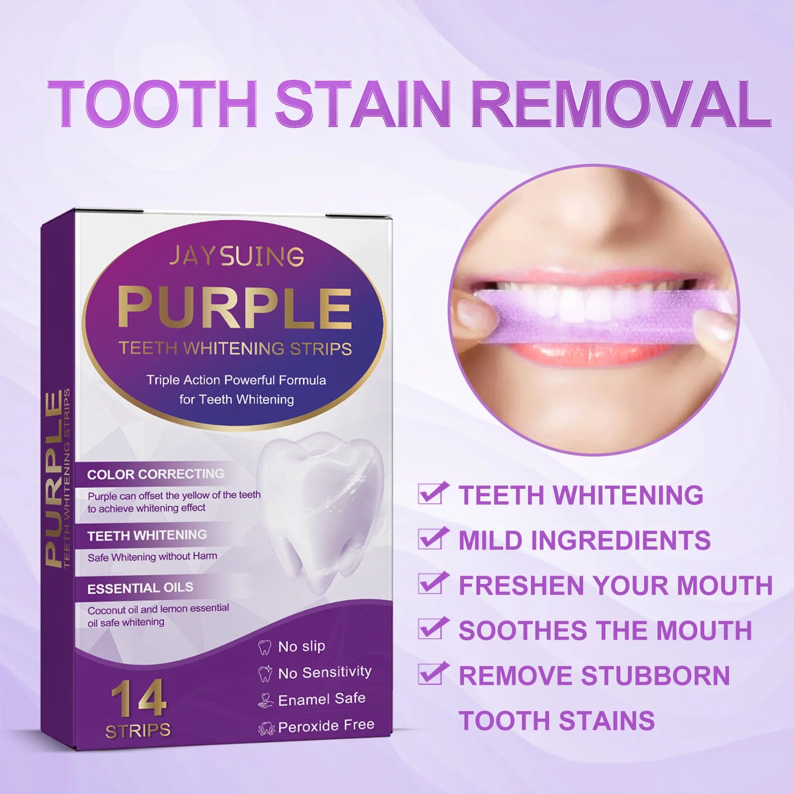 Jaysuing Purple Whitening Strips